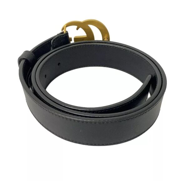 Auth GUCCI GG Marmont Black Gold Leather - Belt 446-122324 main image 4